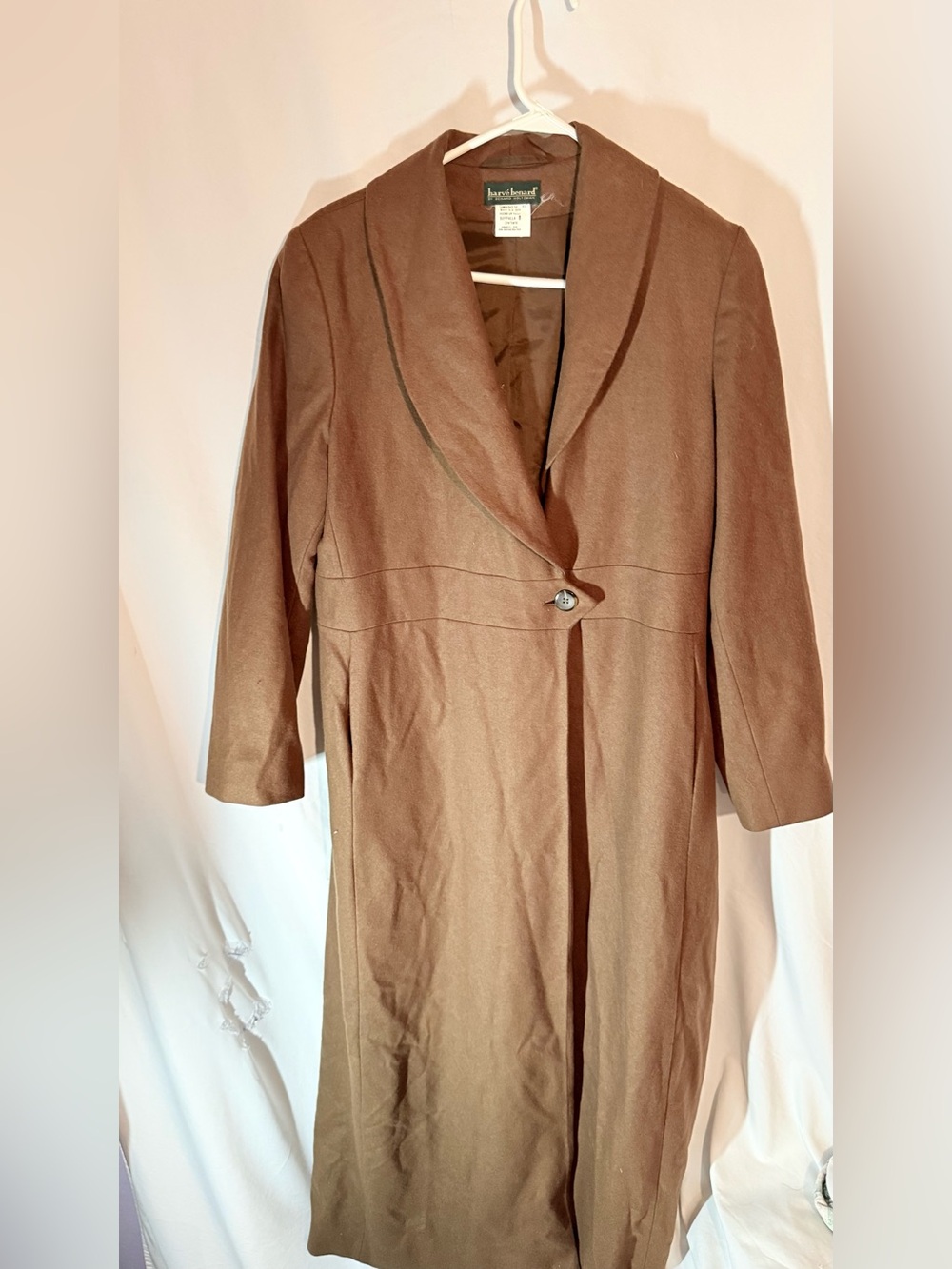 Harve Benard Vintage Women’s 8 Brown Wool Blend Maxi Coat Long Shawl Collar